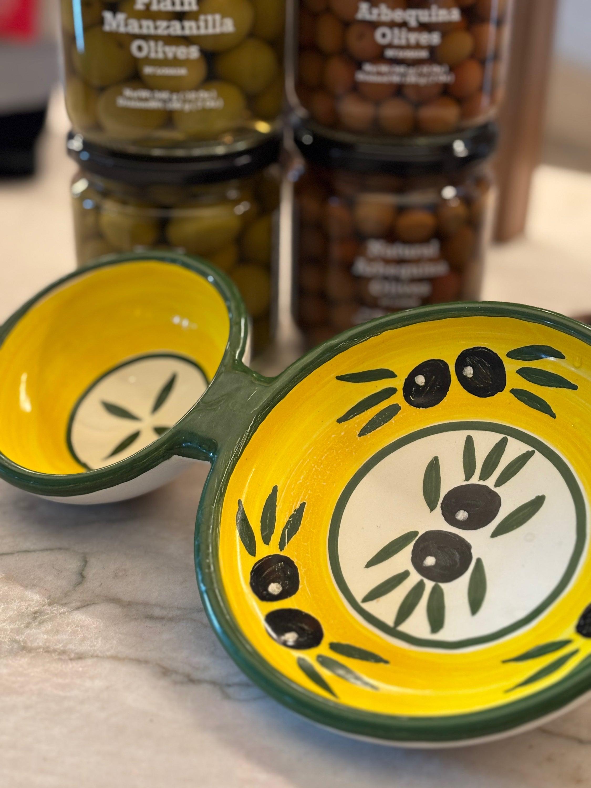 Hand Painted Olive Ceramic Dish