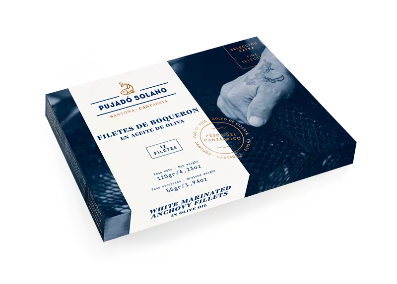 Spring Fishing Anchovy Fillets in EVOO by Pujado Solano filetes de anchoa 120g